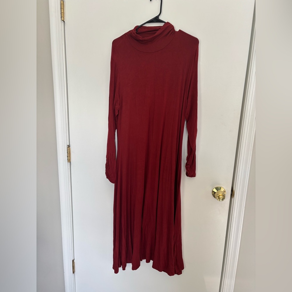 Chadwick’s of Boston Burgundy ruched neck maxi dress